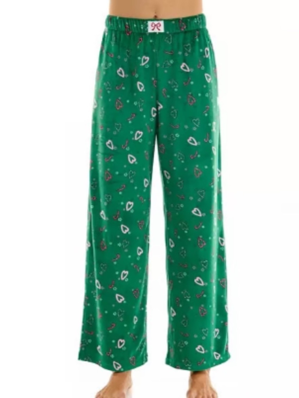 Women's Green Heart Print Pajama Pants
